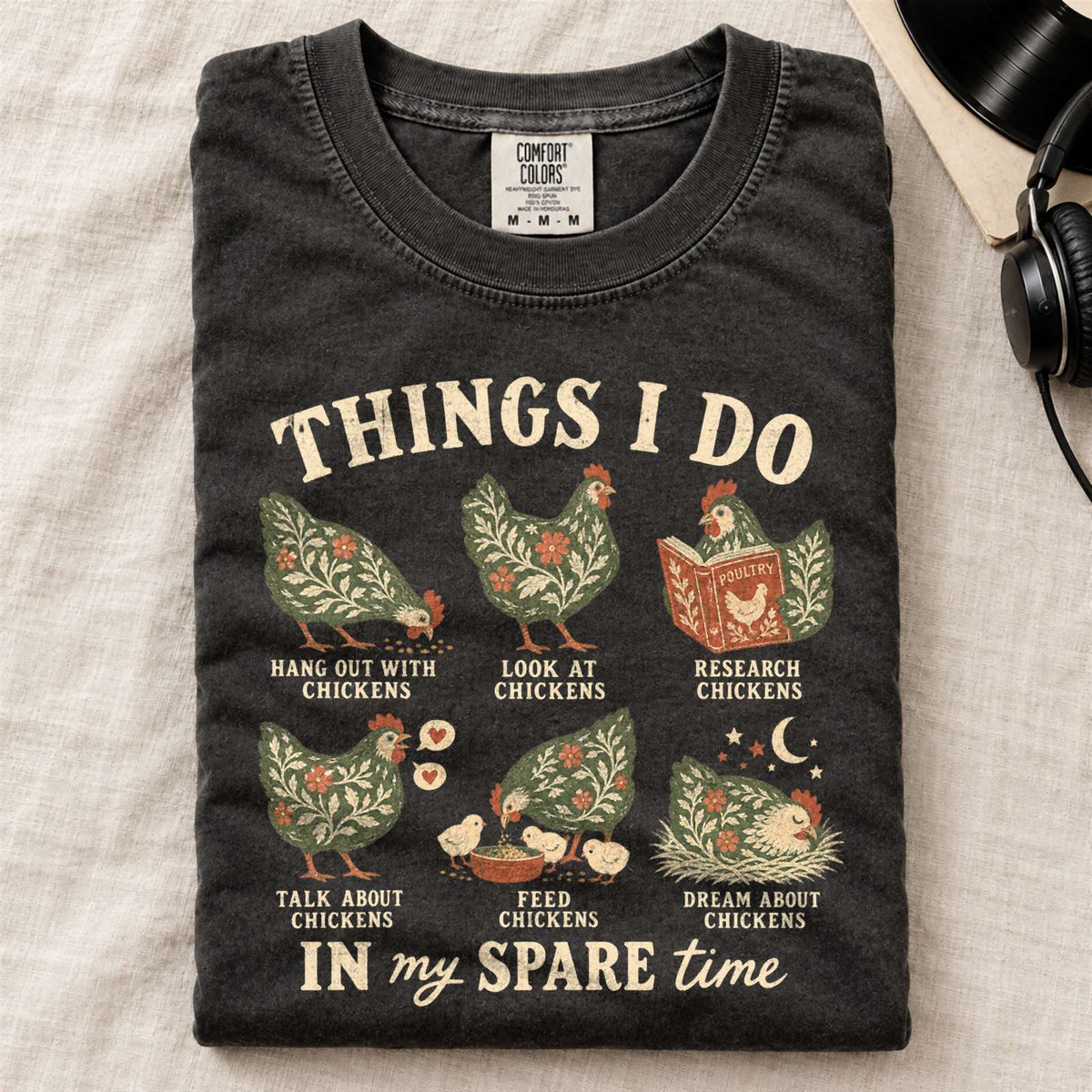 Things I Do In My Spare Time Chicken Comfort Colors T-Shirt Black