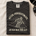 Never Underestimate Old Man Skiing Comfort Colors T-Shirt Black