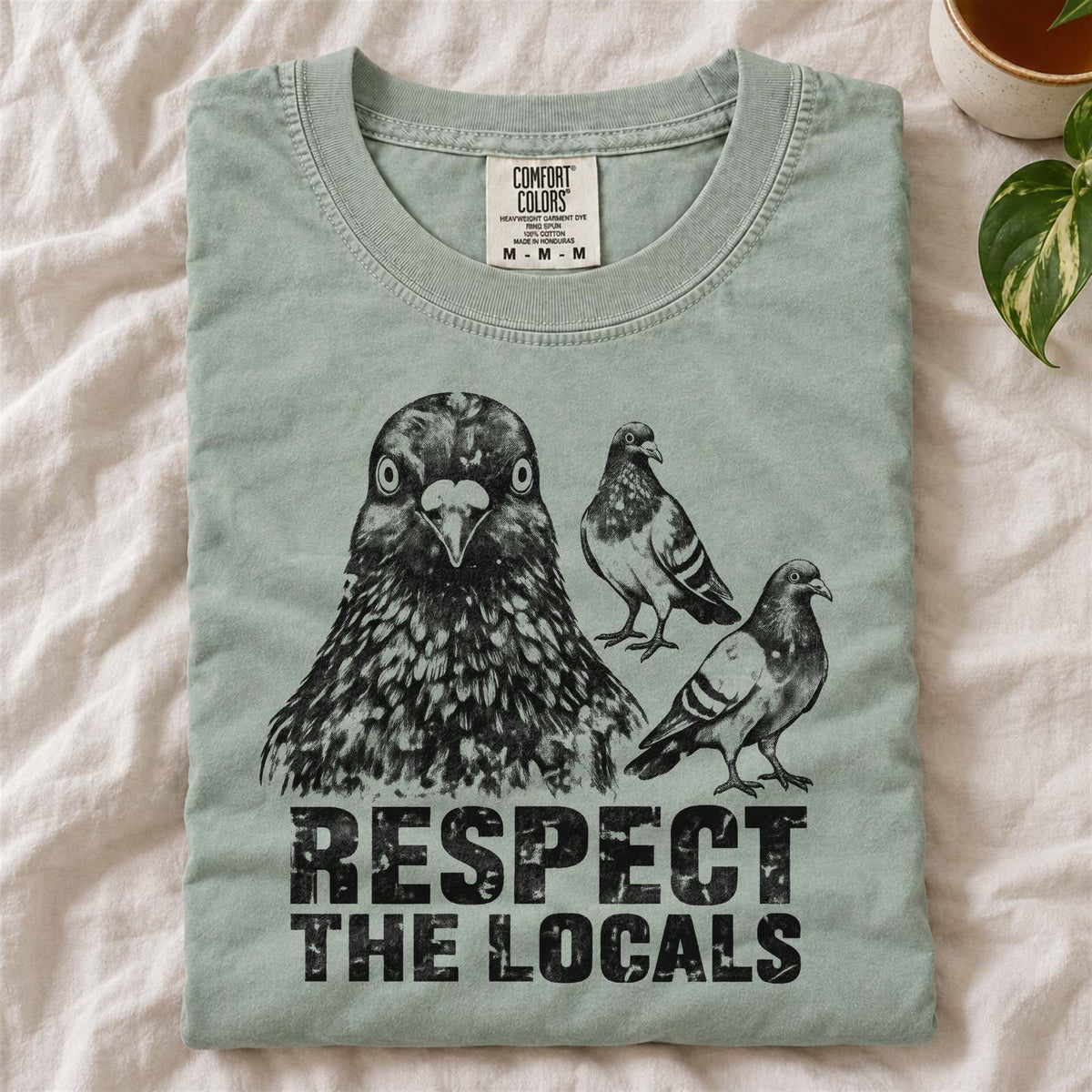 Pigeon Respect The Locals Comfort Colors T-Shirt Bay