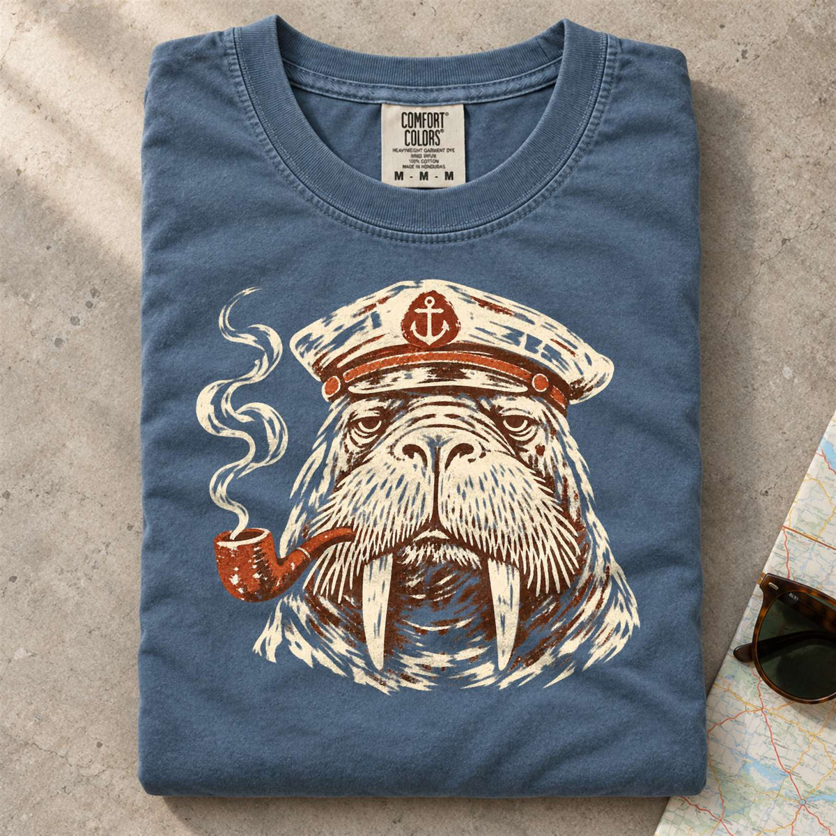 Captain Walrus Comfort Colors T-Shirt Blue Jean