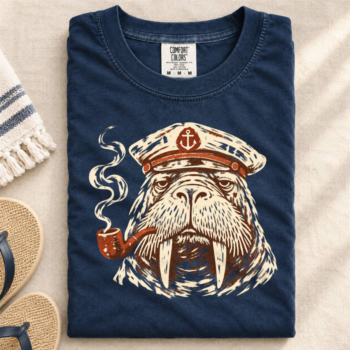 Captain Walrus Comfort Colors T-Shirt Navy